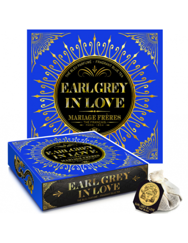 Mariage Frères - EARL GREY IN LOVE (Jardin Premier scented blue tea *) -  Box of 30 traditional french muslin tea sachets
